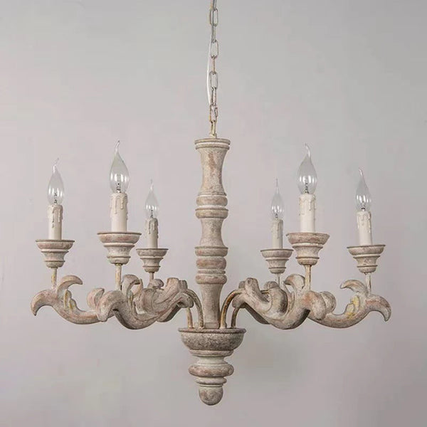 vintage natural wood roman column chandelier