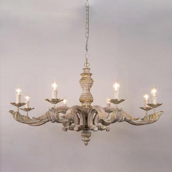 vintage natural wood roman column chandelier