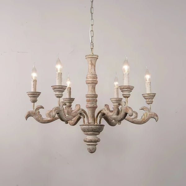 vintage natural wood roman column chandelier