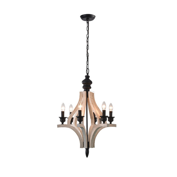 vintage old white wood candle chandelier