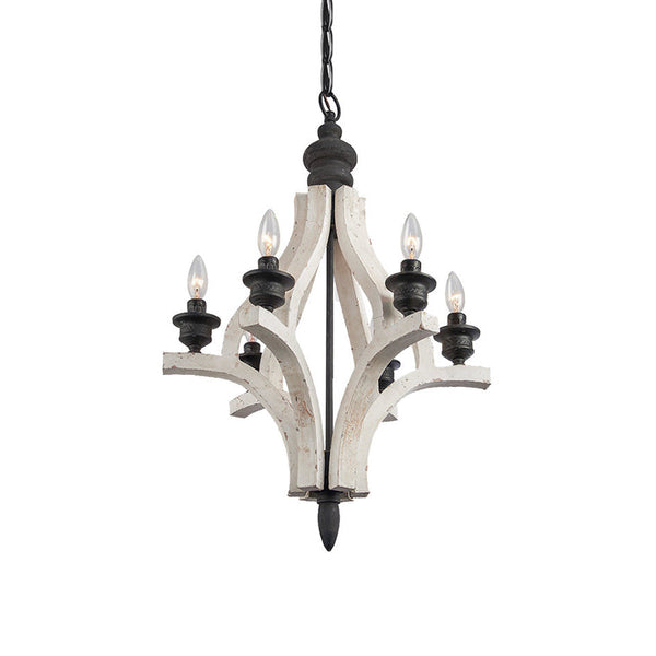 vintage old white wood candle chandelier