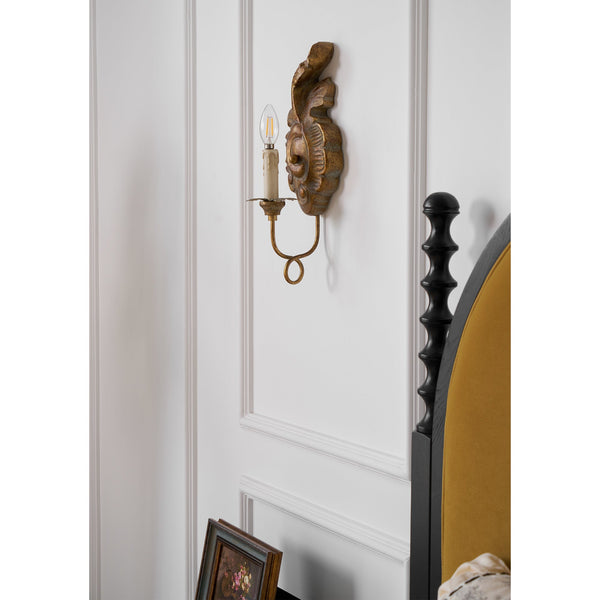 vintage resin scalloped wall sconce antique gold