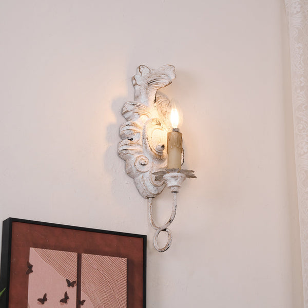 vintage resin scalloped wall sconce antique gold