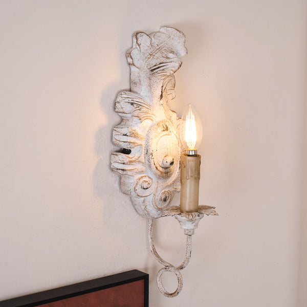 vintage resin scalloped wall sconce antique gold