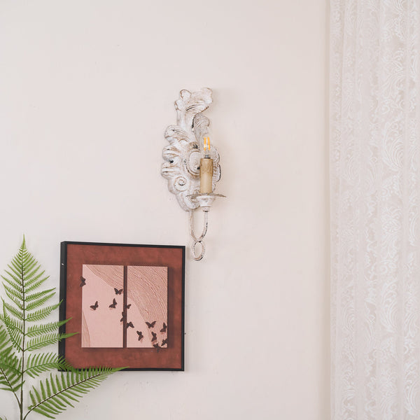 vintage resin scalloped wall sconce antique gold