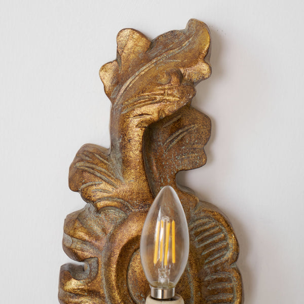 vintage resin scalloped wall sconce antique gold