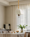 vintage white fabric wood ghost pendant light