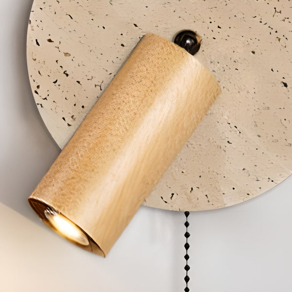 vintage yellow travertine wood wall sconce
