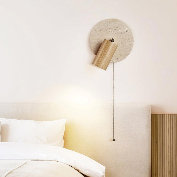 vintage yellow travertine wood wall sconce