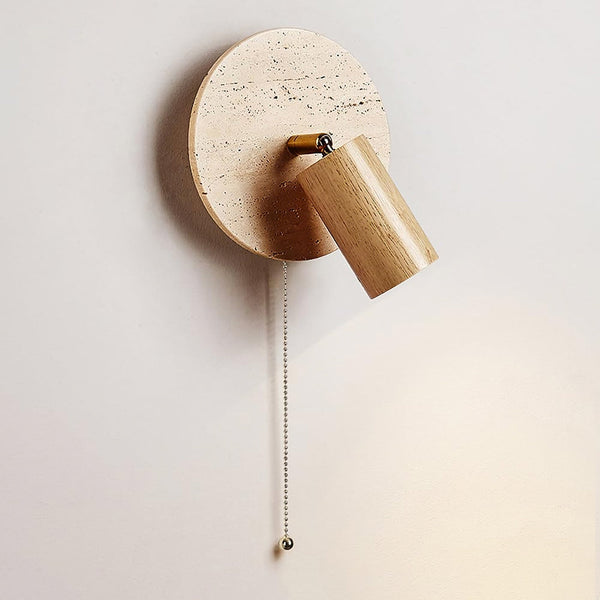 vintage yellow travertine wood wall sconce