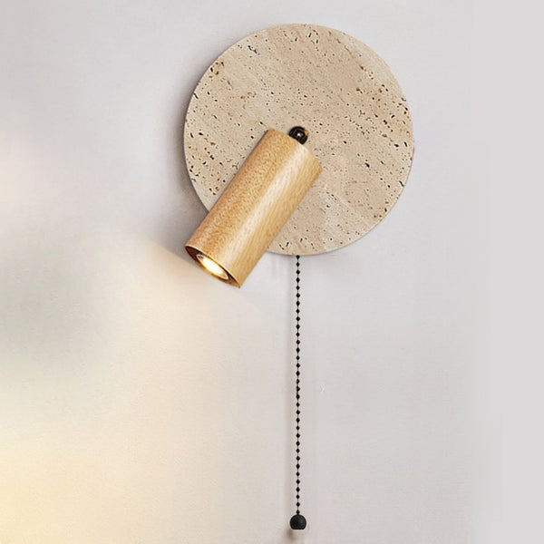 vintage yellow travertine wood wall sconce