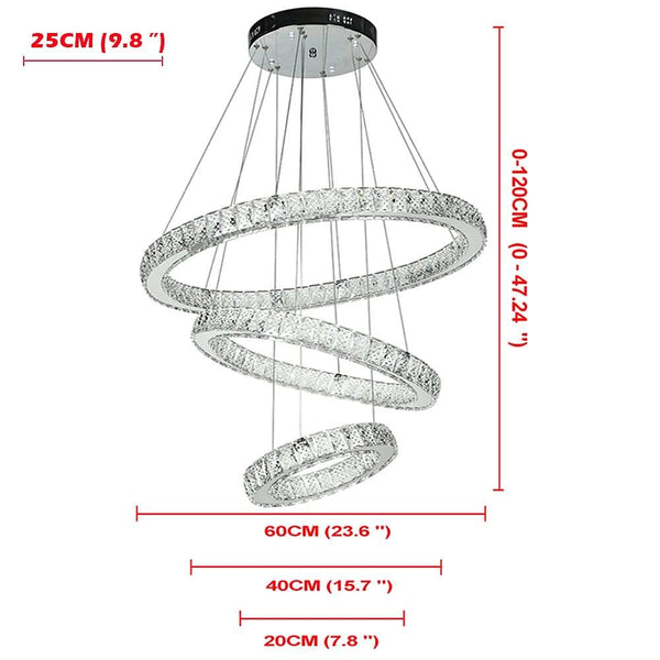 Modern 3 Tiers Circles Suspended Chandelier With Crystal Accents