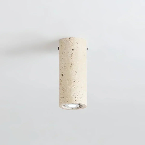 wabi sabi beige travertine cylinder ceiling lamp