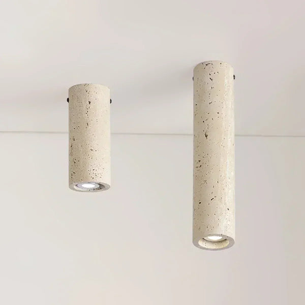 wabi sabi beige travertine cylinder ceiling lamp