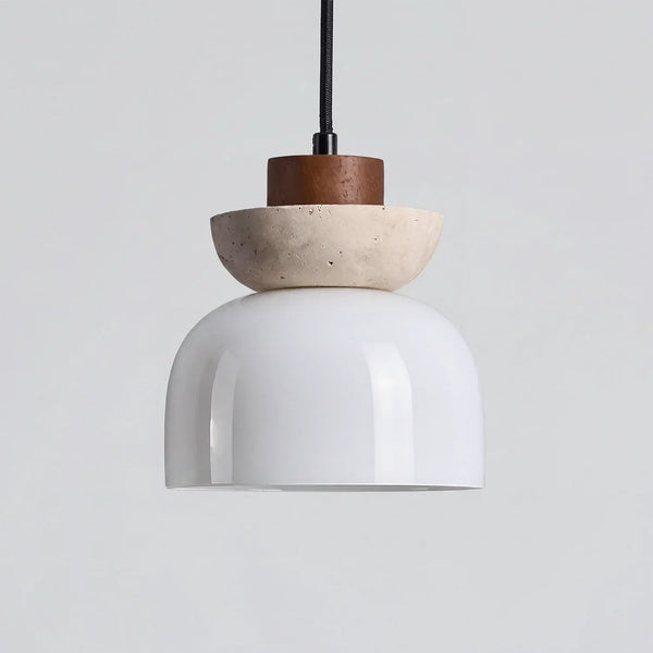 wabi sabi beige travertine frosted glass pendant light