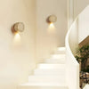 wabi sabi beige travertine round wall lamp