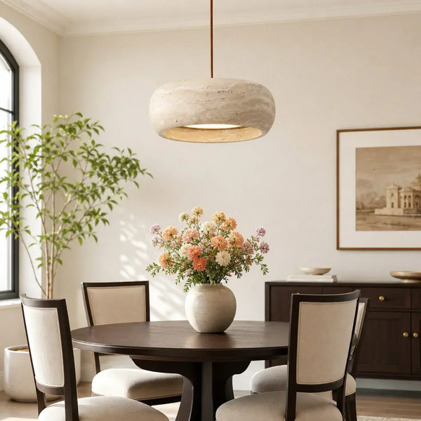 wabi sabi cream travertine stone led pendant light