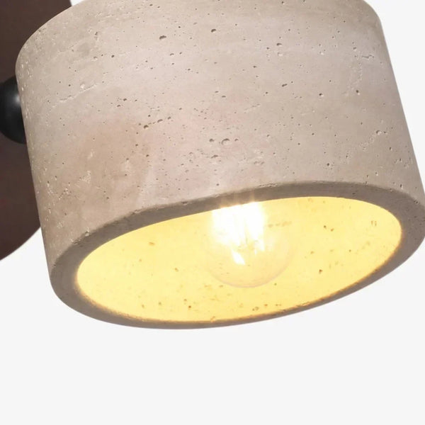wabi sabi cylinder travertine wood wall light