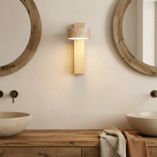 wabi sabi natural travertine led wall sconce
