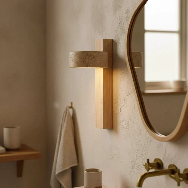 wabi sabi natural travertine led wall sconce