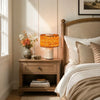 wabi sabi neutral travertine drum fabric table lamp