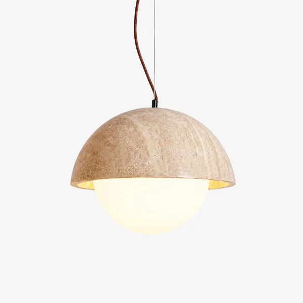 wabi sabi round dome travertine pendant light