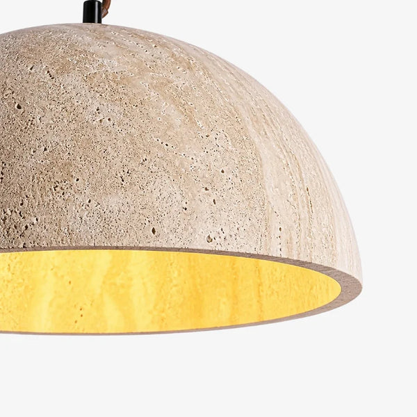wabi sabi round dome travertine pendant light
