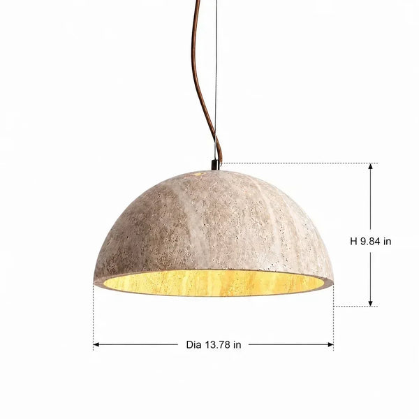 wabi sabi round dome travertine pendant light