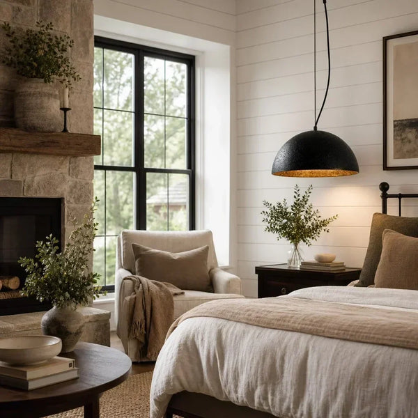 wabi sabi round dome travertine pendant light