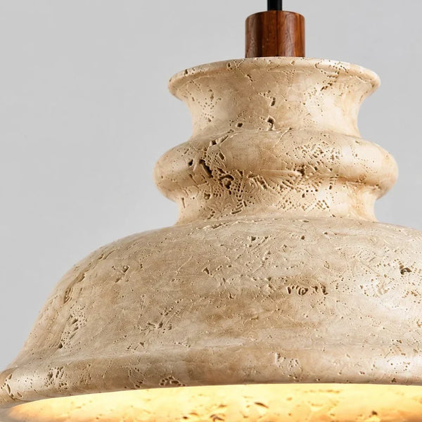 wabi sabi travertine bell pendant light