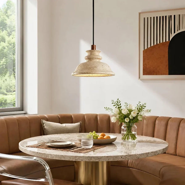 wabi sabi travertine bell pendant light