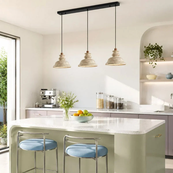 wabi sabi travertine bell pendant light