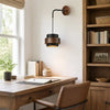 wabi sabi travertine cylinder wall sconce matte black