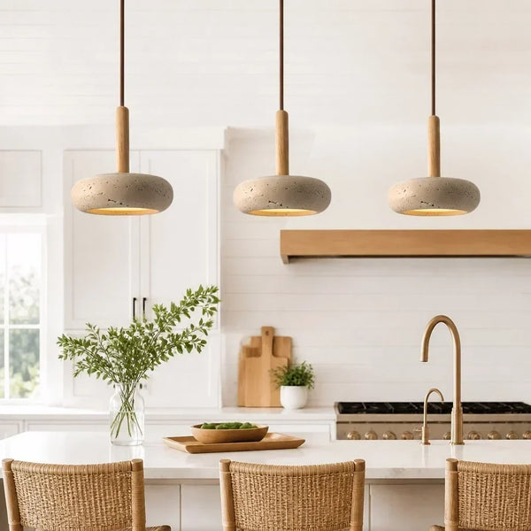 wabi sabi travertine disc pendant light