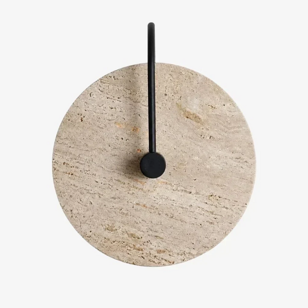 wabi sabi travertine disc wall sconce matte black