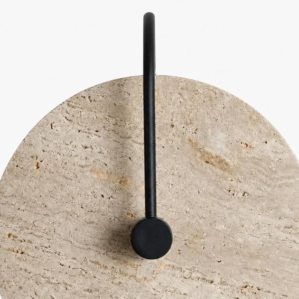 wabi sabi travertine disc wall sconce matte black