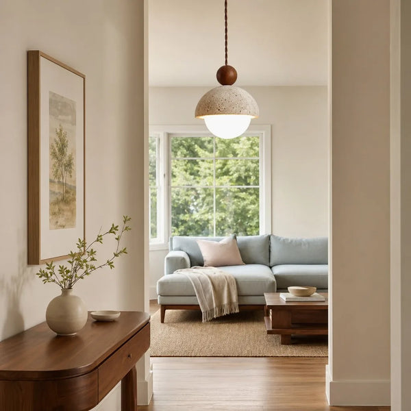 wabi sabi travertine dome pendant light
