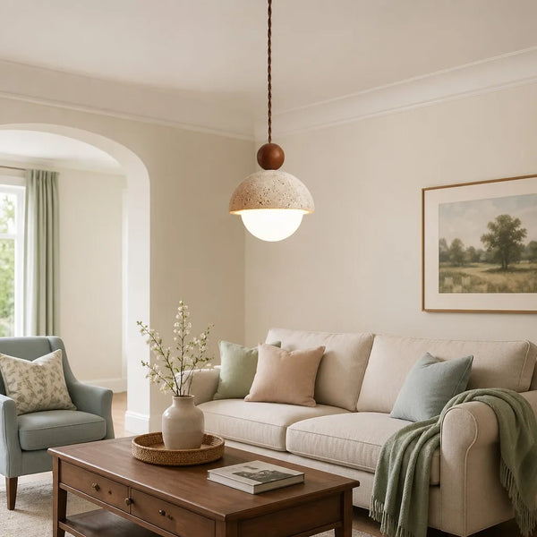 wabi sabi travertine dome pendant light