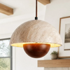 wabi sabi travertine half dome pendant light