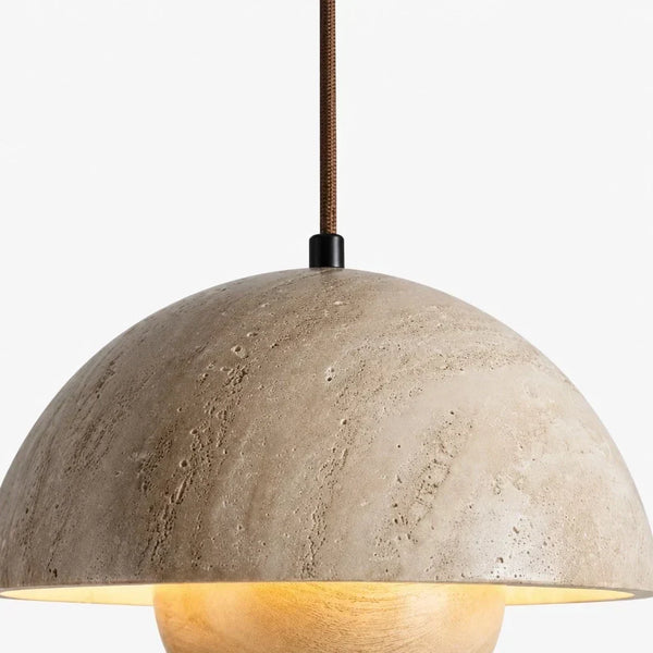 wabi sabi travertine half dome pendant light