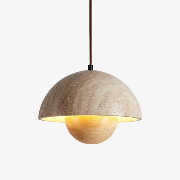 wabi sabi travertine half dome pendant light