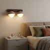 wabi sabi travertine walnut globe wall sconce