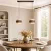 wabi sabi travertine wood cylindrical pendant light