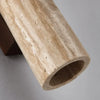 wabi sabi travertine wood tall column wall sconce