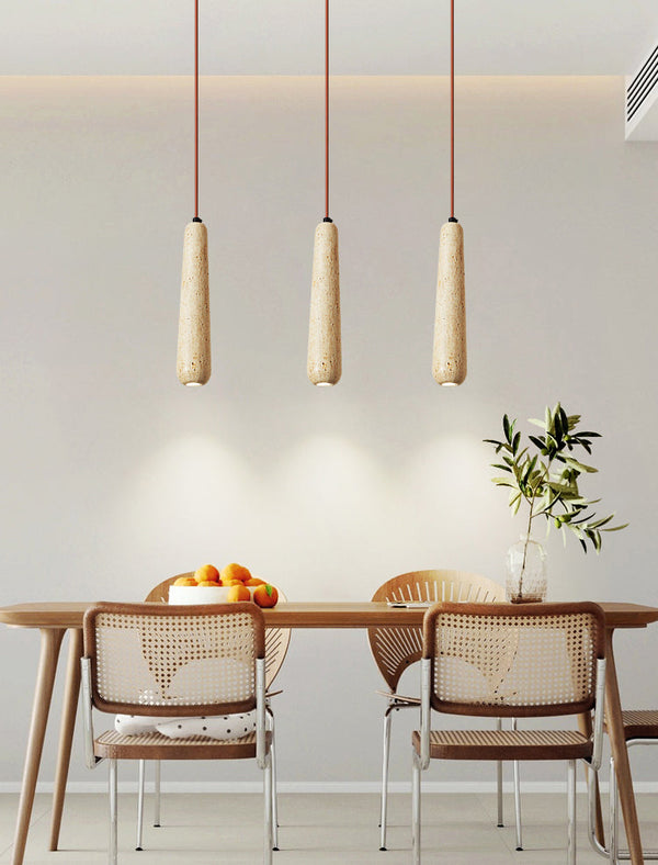wabi sabi yellow travertine white oak chandelier