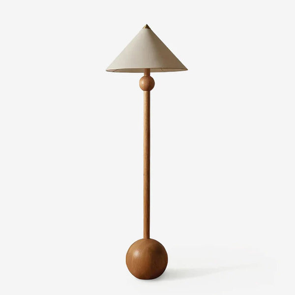walnut beige fabric balance floor lamp