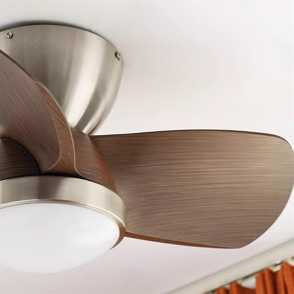 walnut brushed metal abs ceiling fan led light