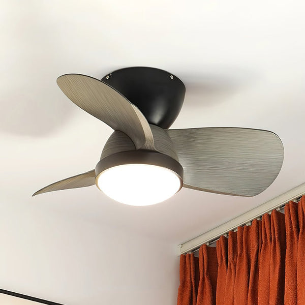 walnut brushed metal abs ceiling fan led light