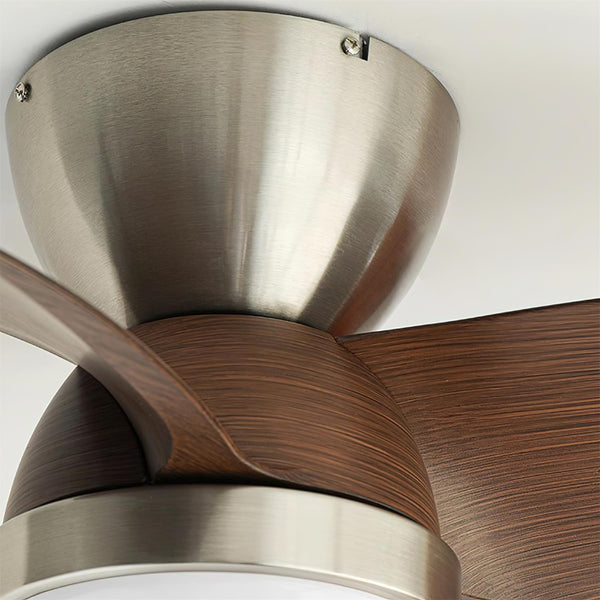 walnut brushed metal abs ceiling fan led light