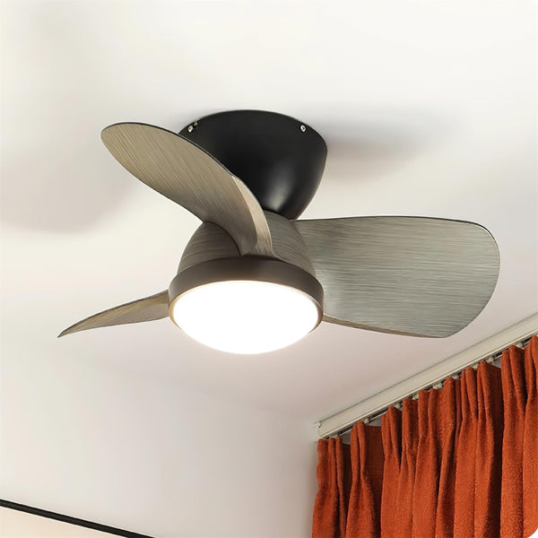 walnut brushed metal abs ceiling fan led light